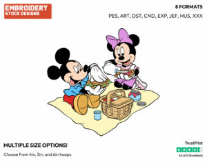 Mickey, Minnie Picnic - Disney's Mickey & Minnie Mouse - Embroidery Design in 3 sizes & 8 formats