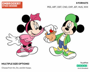 Young Mickey Sharing Gumballs With Minnie - Disney's Mickey & Minnie Mouse - Embroidery Design in 3 sizes & 8 formats