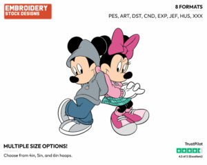 Mickey, Minnie Mouse - Disney's Mickey & Minnie Mouse - Embroidery Design in 3 sizes & 8 formats