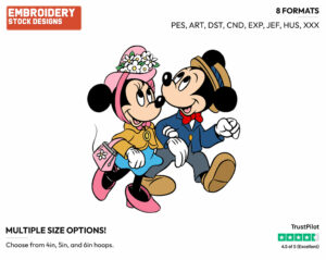 All Dressed Up - Disney's Mickey & Minnie Mouse - Embroidery Design in 3 sizes & 8 formats