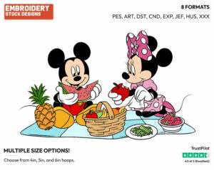 Picnic - Disney's Mickey & Minnie Mouse - Embroidery Design in 3 sizes & 8 formats