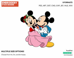 Dancing - Disney's Mickey & Minnie Mouse - Embroidery Design in 3 sizes & 8 formats