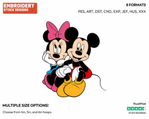 Mickey, Minnie Mouse - Disney's Mickey & Minnie Mouse - Embroidery Design in 3 sizes & 8 formats
