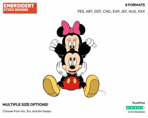 Silly Mickey, Minnie - Disney's Mickey & Minnie Mouse - Embroidery Design in 3 sizes & 8 formats