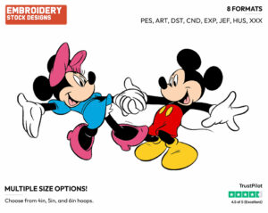 Dancing - Disney's Mickey & Minnie Mouse - Embroidery Design in 3 sizes & 8 formats