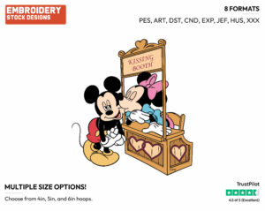 At The Kissing Booth - Disney's Mickey & Minnie Mouse - Embroidery Design in 3 sizes & 8 formats