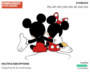 Mickey, Minnie Back View - Disney's Mickey & Minnie Mouse - Embroidery Design in 3 sizes & 8 formats