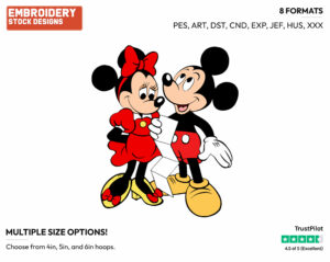 Reading A Letter - Disney's Mickey & Minnie Mouse - Embroidery Design in 3 sizes & 8 formats