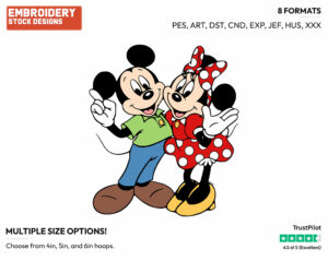 Minnie, Mickey - Disney's Mickey & Minnie Mouse - Embroidery Design in 3 sizes & 8 formats