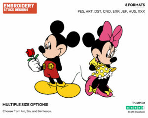 Mickey, Minnie Mouse - Disney's Mickey & Minnie Mouse - Embroidery Design in 3 sizes & 8 formats