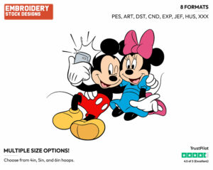 Mickey Taking A Selfie With Minnie - Disney's Mickey & Minnie Mouse - Embroidery Design in 3 sizes & 8 formats