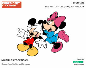 Mickey, Minnie Playing Guess Who - Disney's Mickey & Minnie Mouse - Embroidery Design in 3 sizes & 8 formats