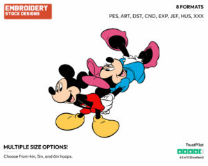 Mickey, Minnie Dancing - Disney's Mickey & Minnie Mouse - Embroidery Design in 3 sizes & 8 formats
