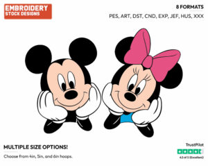 Mickey, Minnie Faces - Disney's Mickey & Minnie Mouse - Embroidery Design in 3 sizes & 8 formats