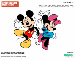Mickey, Minnie Dancing - Disney's Mickey & Minnie Mouse - Embroidery Design in 3 sizes & 8 formats