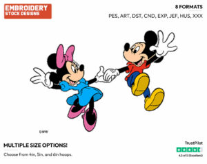 Skipping - Disney's Mickey & Minnie Mouse - Embroidery Design in 3 sizes & 8 formats