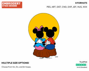 Back View - Disney's Mickey & Minnie Mouse - Embroidery Design in 3 sizes & 8 formats