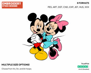 Dancing - Disney's Mickey & Minnie Mouse - Embroidery Design in 3 sizes & 8 formats