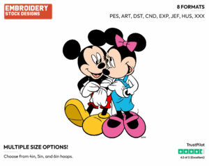 Young Mickey, Minnie - Disney's Mickey & Minnie Mouse - Embroidery Design in 3 sizes & 8 formats