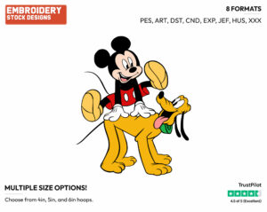 Mickey Playing Leapfrog With Pluto - Disney's Mickey, Minnie & Pluto - Embroidery Design in 3 sizes & 8 formats