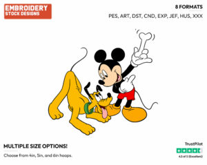 Mickey Giving Pluto A Bone - Disney's Mickey, Minnie & Pluto - Embroidery Design in 3 sizes & 8 formats