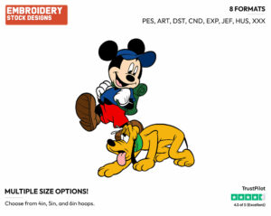 Mickey, Pluto Hiking - Disney's Mickey, Minnie & Pluto - Embroidery Design in 3 sizes & 8 formats