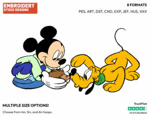 Mickey, Pluto, Porcupine - Disney's Mickey, Minnie & Pluto - Embroidery Design in 3 sizes & 8 formats
