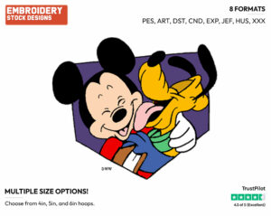 Mickey, Pluto - Disney's Mickey, Minnie & Pluto - Embroidery Design in 3 sizes & 8 formats
