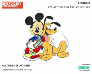 Mickey, Pluto - Disney's Mickey, Minnie & Pluto - Embroidery Design in 3 sizes & 8 formats
