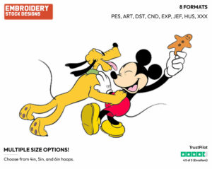 Mickey, Pluto - Disney's Mickey, Minnie & Pluto - Embroidery Design in 3 sizes & 8 formats