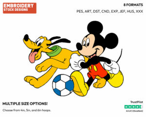 Mickey, Pluto - Disney's Mickey, Minnie & Pluto - Embroidery Design in 3 sizes & 8 formats