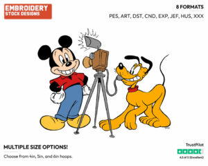 Mickey, Pluto - Disney's Mickey, Minnie & Pluto - Embroidery Design in 3 sizes & 8 formats