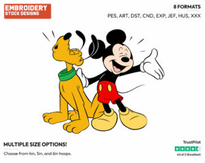 Mickey, Pluto Singing - Disney's Mickey, Minnie & Pluto - Embroidery Design in 3 sizes & 8 formats
