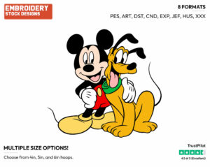 Mickey, Pluto - Disney's Mickey, Minnie & Pluto - Embroidery Design in 3 sizes & 8 formats