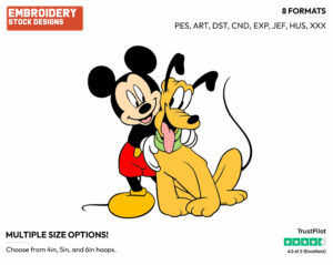 Mickey, Pluto - Disney's Mickey, Minnie & Pluto - Embroidery Design in 3 sizes & 8 formats