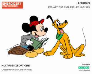 Mickey, Pluto Camp Stories - Disney's Mickey, Minnie & Pluto - Embroidery Design in 3 sizes & 8 formats