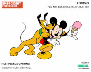 Mickey, Pluto Ice Cream - Disney's Mickey, Minnie & Pluto - Embroidery Design in 3 sizes & 8 formats