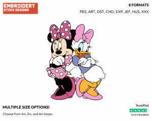 Minnie Mouse And Daisy Duck Back To Back - Disney's Minnie Mouse & Daisy Duck - Embroidery Design in 3 sizes & 8 formats