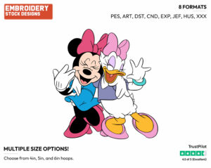 Minnie Mouse, Daisy Duck Laughing - Disney's Minnie Mouse & Daisy Duck - Embroidery Design in 3 sizes & 8 formats