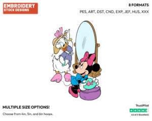 Minnie, Daisy Shopping - Disney's Minnie Mouse & Daisy Duck - Embroidery Design in 3 sizes & 8 formats