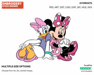Minnie, Daisy - Disney's Minnie Mouse & Daisy Duck - Embroidery Design in 3 sizes & 8 formats