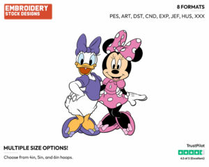 Minnie Mouse, Daisy Duck - Disney's Minnie Mouse & Daisy Duck - Embroidery Design in 3 sizes & 8 formats
