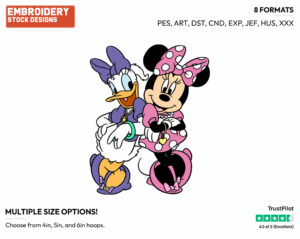 Minnie, Daisy - Disney's Minnie Mouse & Daisy Duck - Embroidery Design in 3 sizes & 8 formats