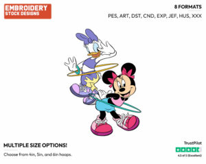 Minnie, Daisy Hula Hoop - Disney's Minnie Mouse & Daisy Duck - Embroidery Design in 3 sizes & 8 formats