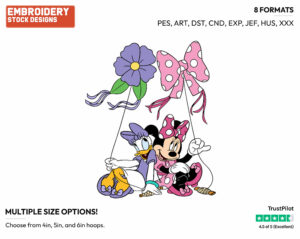 Minnie, Daisy Flying Kites - Disney's Minnie Mouse & Daisy Duck - Embroidery Design in 3 sizes & 8 formats