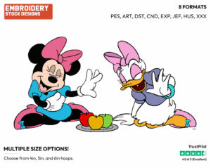 Minnie, Daisy Laughing - Disney's Minnie Mouse & Daisy Duck - Embroidery Design in 3 sizes & 8 formats