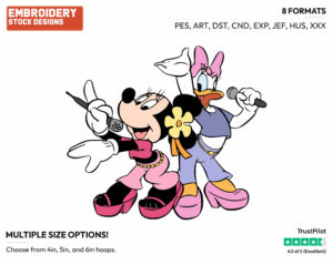 Minnie Mouse And Daisy Duck Singing - Disney's Minnie Mouse & Daisy Duck - Embroidery Design in 3 sizes & 8 formats