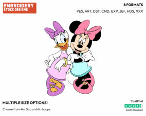Minnie, Daisy Shoulder To Shoulder - Disney's Minnie Mouse & Daisy Duck - Embroidery Design in 3 sizes & 8 formats