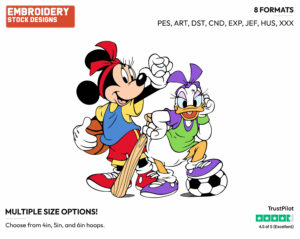 Minnie, Daisy Ready To Play Sports - Disney's Minnie Mouse & Daisy Duck - Embroidery Design in 3 sizes & 8 formats