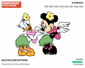 Minnie, Daisy Hula Dancing - Disney's Minnie Mouse & Daisy Duck - Embroidery Design in 3 sizes & 8 formats